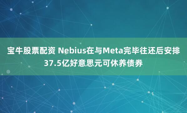 宝牛股票配资 Nebius在与Meta完毕往还后安排37.5亿好意思元可休养债券