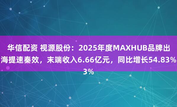 华信配资 视源股份:2025年度MAXHUB品牌出海提速奏效,末端收入6.66亿元,同比增长54.83%